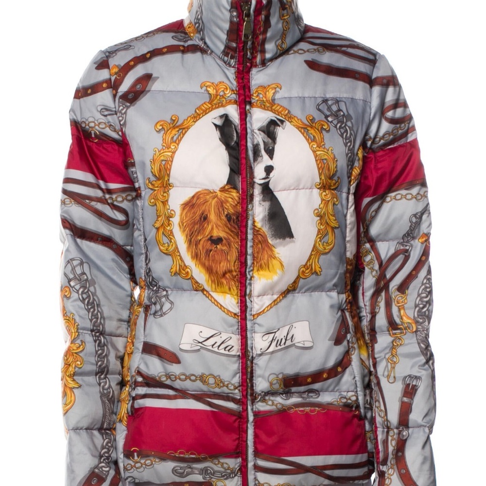 Love Moschino Women’s Lila Fufi Dog Print Jacket Size Medium